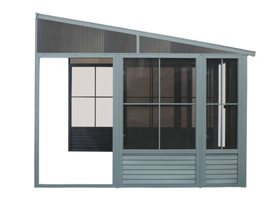 Florence 8x12 ft. Wall–Mounted Solarium, Metal Roof