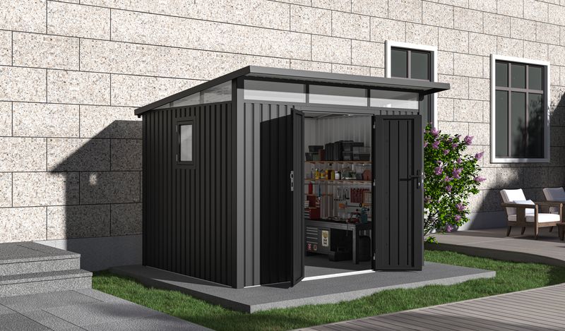 Arvada 9.5x8.2 ft. Metal Sheds-Dark Grey