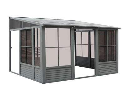 Florence 8x12 ft. Wall–Mounted Solarium, Metal Roof