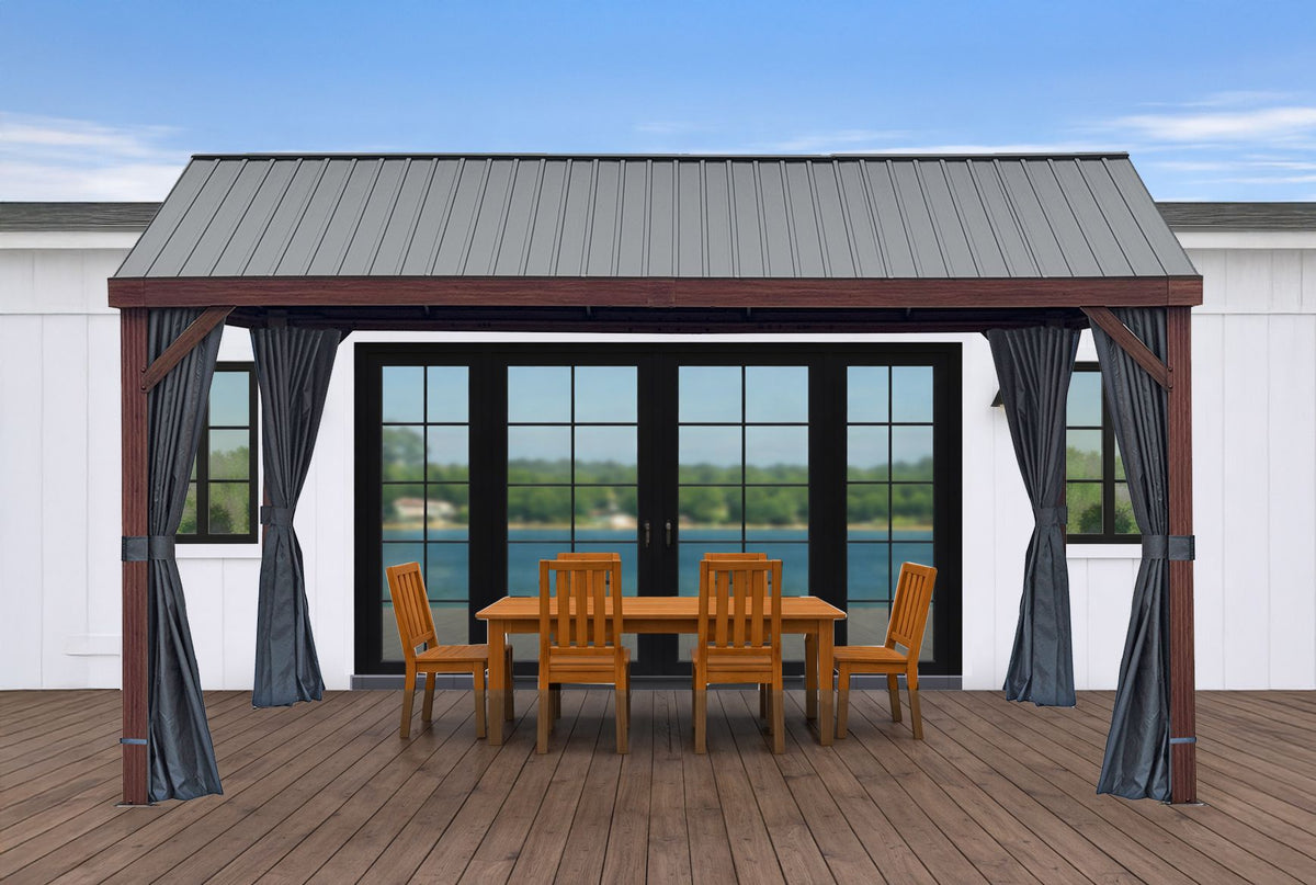 Rideaux en polyester pour gazebo de 3 x 4,2 m