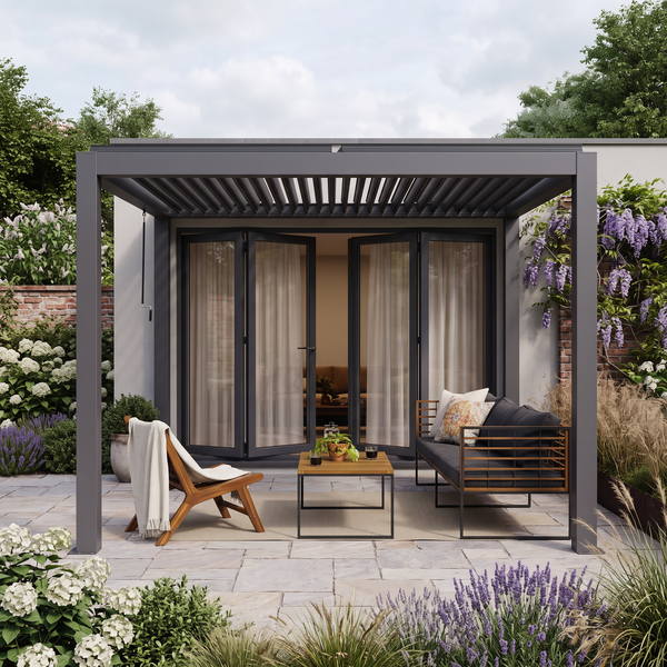 Nikko 10 x13 Aluminum Wall Mounted Pergola