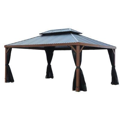 Dunham 12 x 16 pi toit double en acier galvanisé, poteaux en aluminium aspect bois
