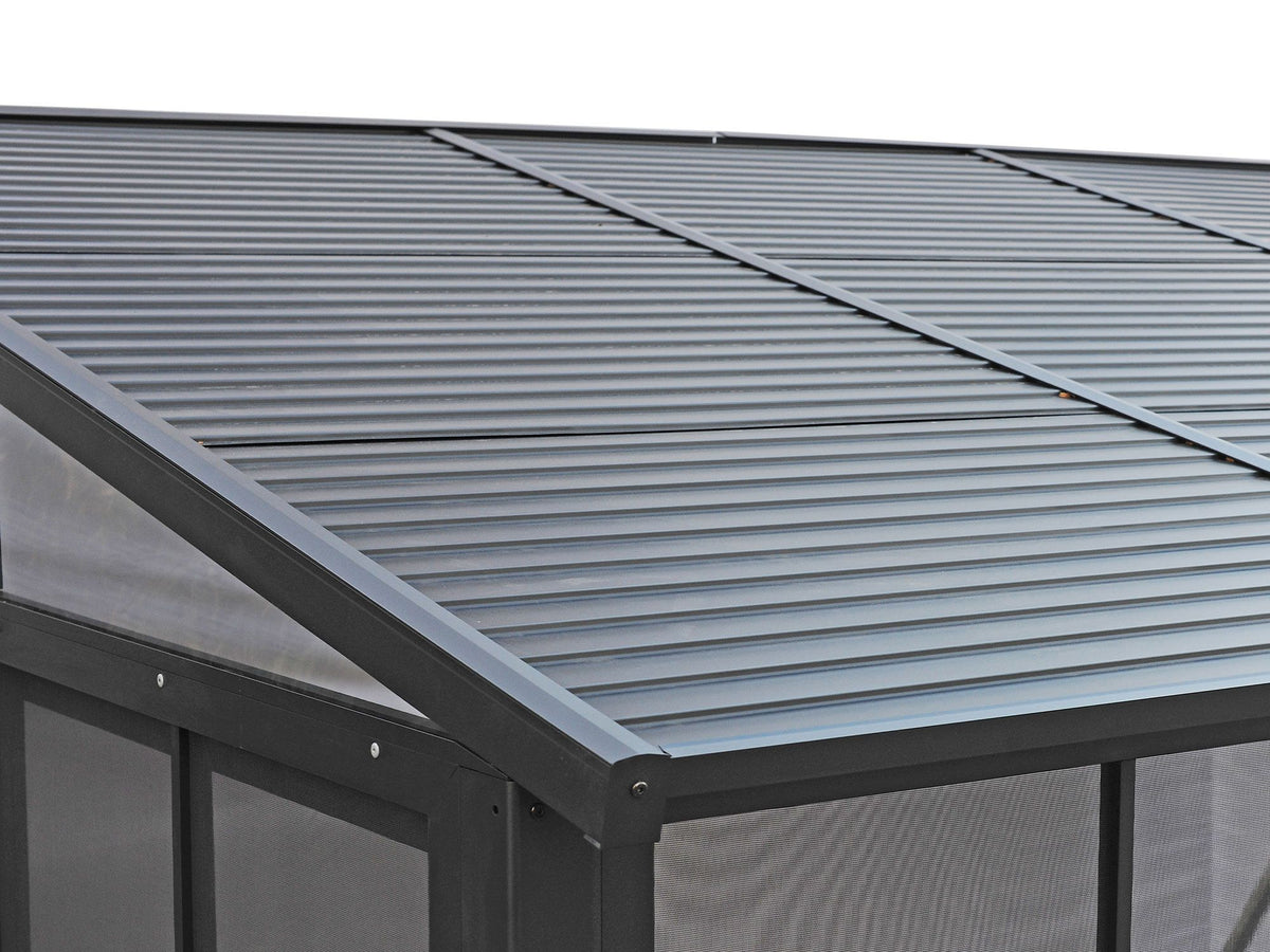 Florence 10x16 ft. Wall–Mounted Solarium, Metal Roof–Black