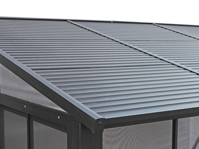 Florence 10x16 ft. Wall–Mounted Solarium, Metal Roof–Black