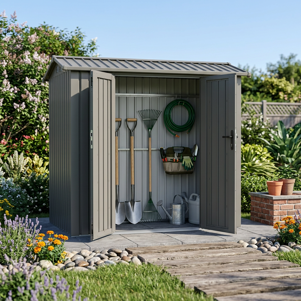 Willow 7.6 Ft x 3.7 Ft Heavy Duty Metal Shed-Slate