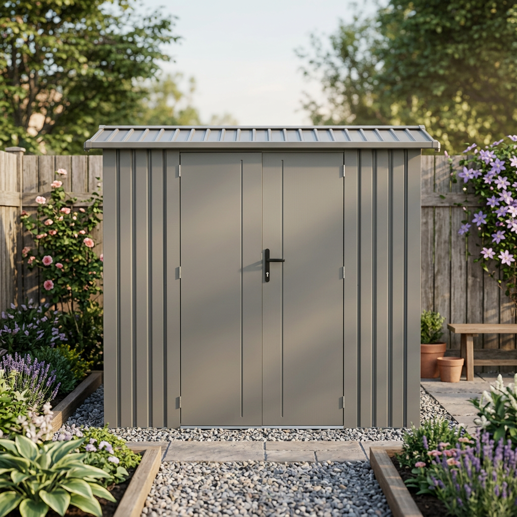 Willow 7.6 Ft x 3.7 Ft Heavy Duty Metal Shed-Slate