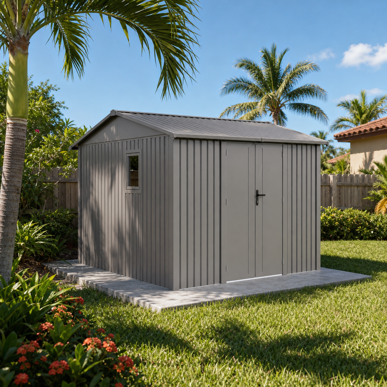 Willow 9.7 Ft x 7.9 Ft Heavy Duty Metal Shed-Slate