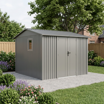Willow 9.7 Ft x 10.0 Ft Heavy Duty Metal Shed-Slate