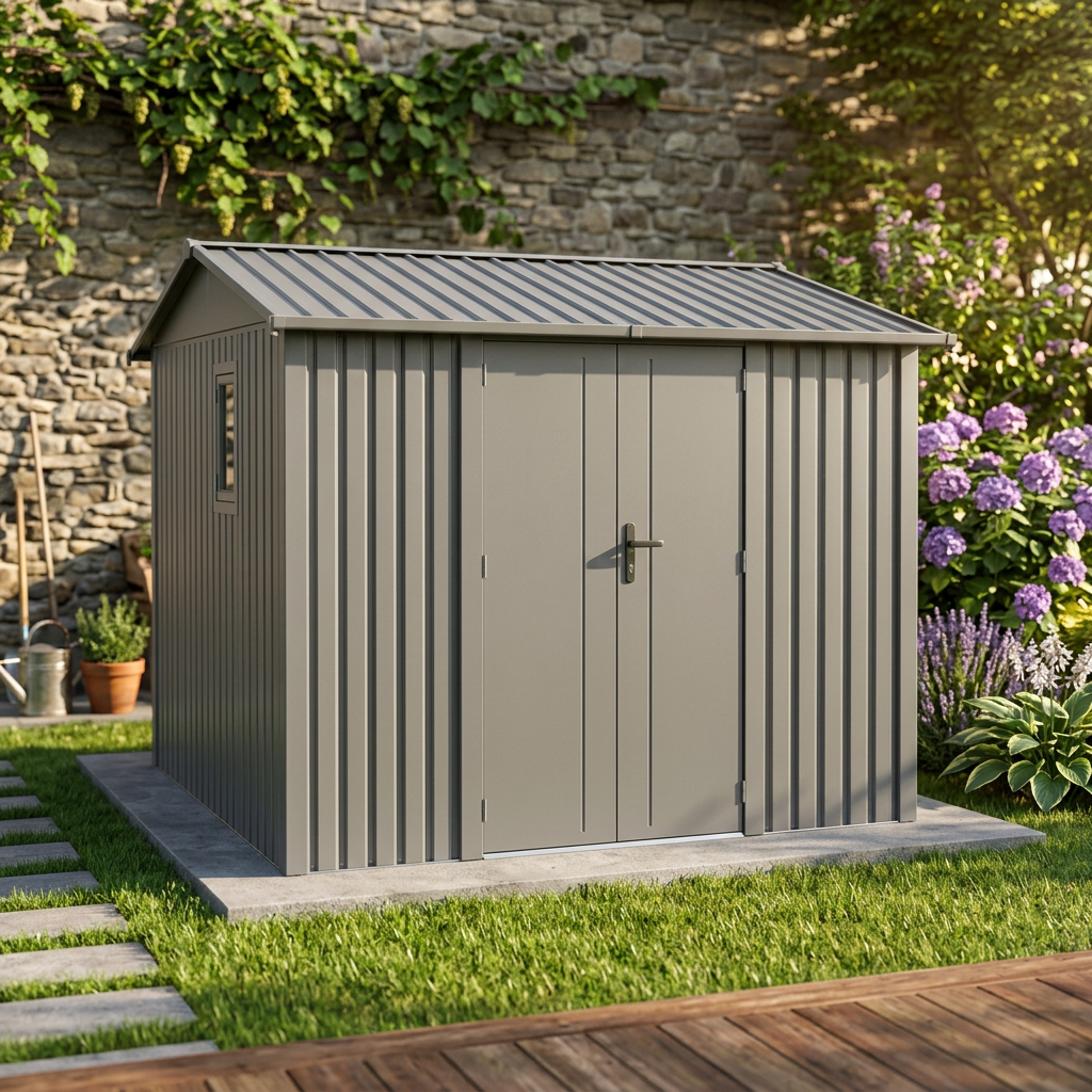 Willow 9.7 Ft x 10.0 Ft Heavy Duty Metal Shed-Slate