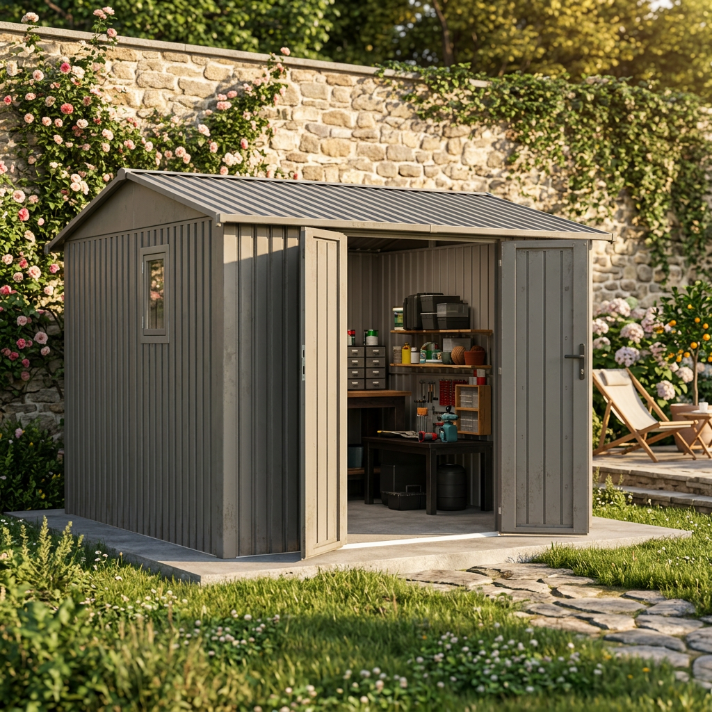Willow 9.7 Ft x 10.0 Ft Heavy Duty Metal Shed-Slate