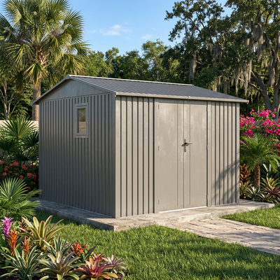 Willow 9.7 Ft x 10.0 Ft Heavy Duty Metal Shed-Slate