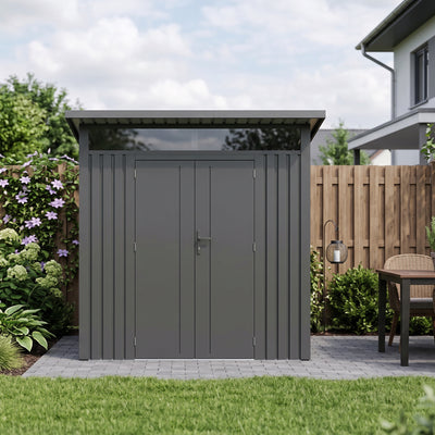Arvada 7.4 Ft x 6.1 Ft Heavy Duty Metal Shed-Dark Grey