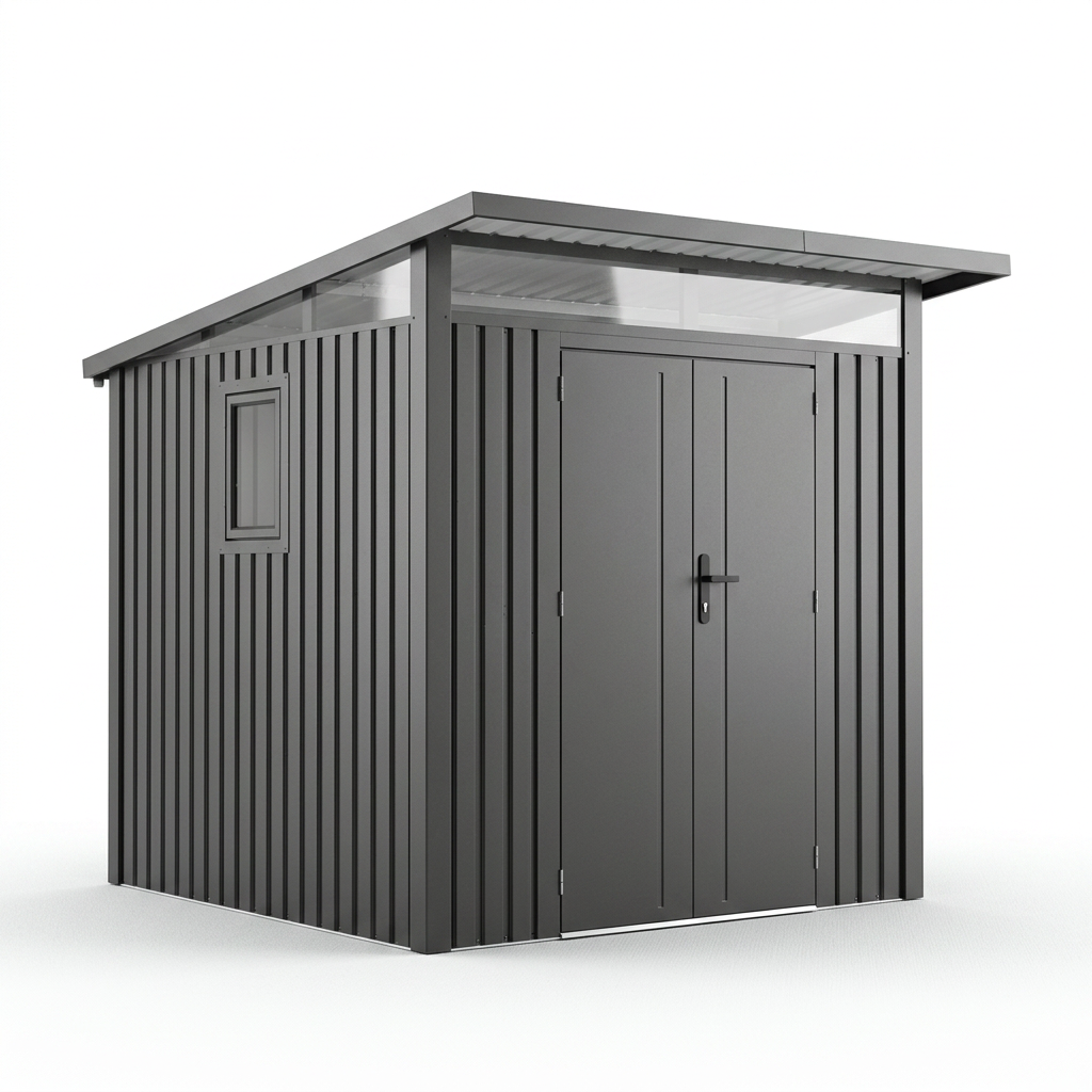 Arvada 7.4 Ft x 8.2 Ft Heavy Duty Metal Shed-Dark Grey