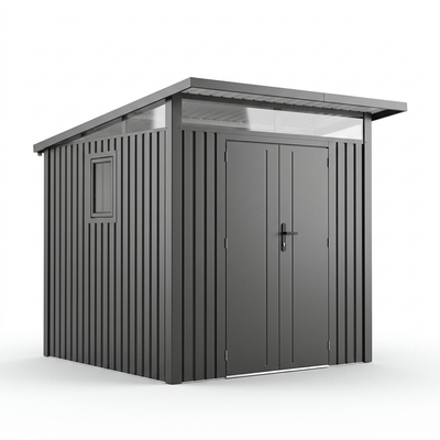 Arvada 7.4 Ft x 8.2 Ft Heavy Duty Metal Shed-Dark Grey