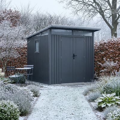 Arvada 7.4 Ft x 8.2 Ft Heavy Duty Metal Shed-Dark Grey