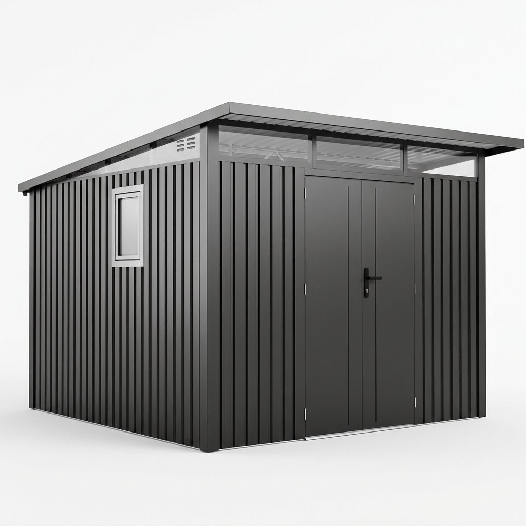 Arvada 9.5 Ft x 8.2 Ft Heavy Duty Metal Shed-Dark Grey