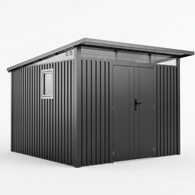 Arvada 9.5 Ft x 8.2 Ft Heavy Duty Metal Shed-Dark Grey