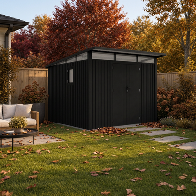 Arvada 9.5 Ft x 10.3 Ft Heavy Duty Metal Shed-Dark Grey