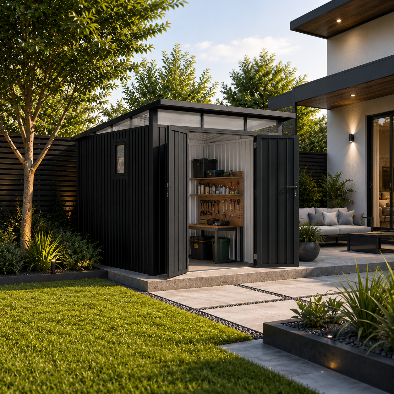 Arvada 9.5 Ft x 10.3 Ft Heavy Duty Metal Shed-Dark Grey