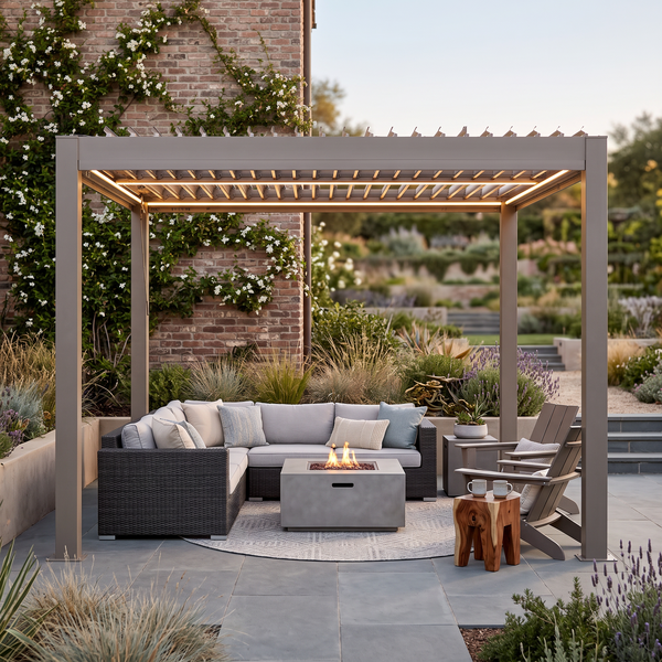 Vikos 10 X10 Aluminum Stand Alone Pergola  - With Alum Tracks