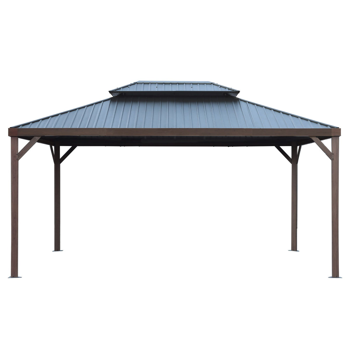 Dunham 12 x 16 pi toit double en acier galvanisé, poteaux en aluminium aspect bois