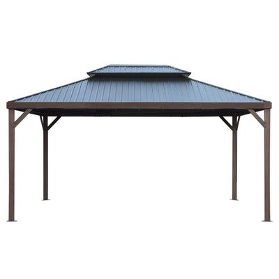 Dunham 12 x 16 pi toit double en acier galvanisé, poteaux en aluminium aspect bois