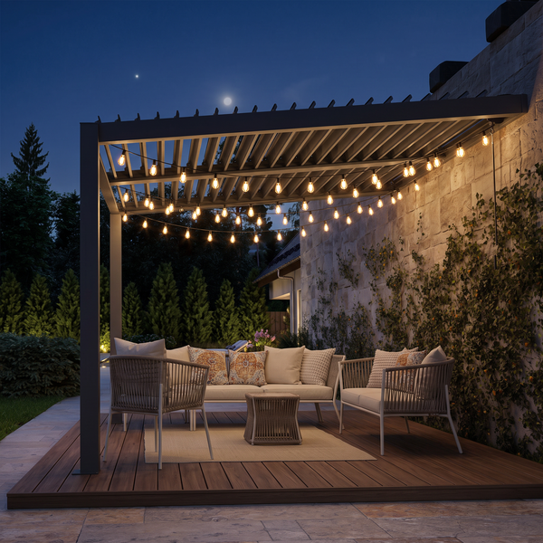 Nikko 10 x13 Aluminum Wall Mounted Pergola