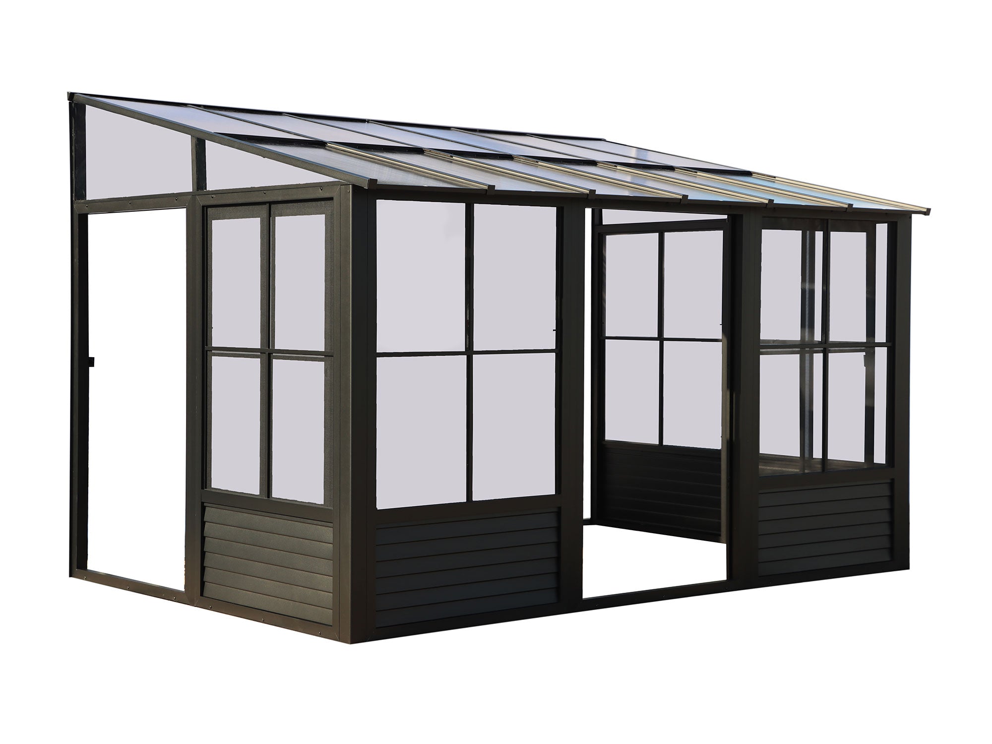 Florence 8x12 ft. Wall-Mounted Solarium,  Polycarbonate Roof–Black