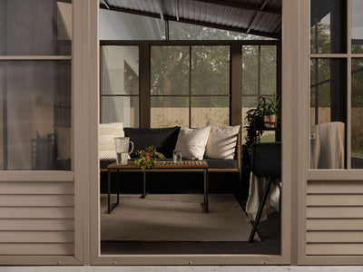 Florence 10x12 ft. Wall–Mounted Solarium, Metal Roof, Sand
