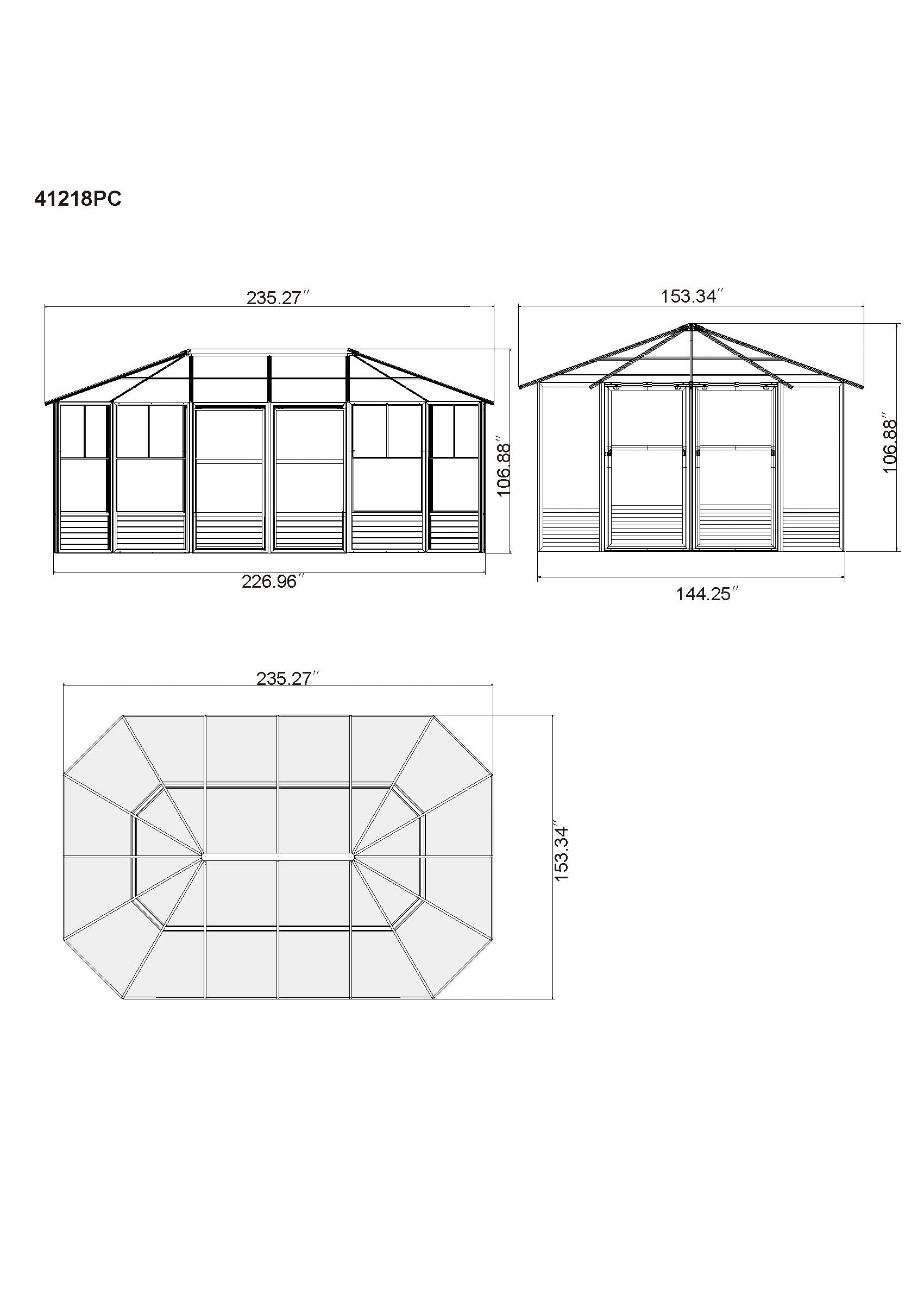 Florence 12x18 ft. Solarium–Polycarbonate Roof, Slate