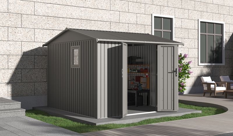 Willow 9.7x10 ft. Metal Shed–Slate