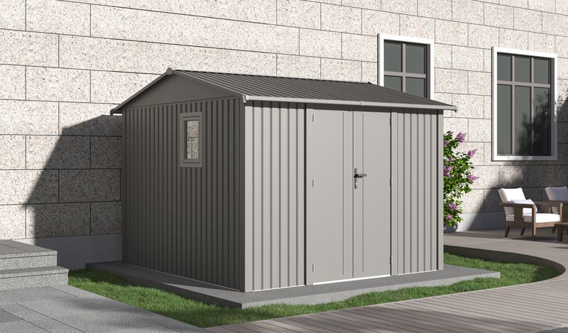 Willow 9.7x10 ft. Metal Shed–Slate