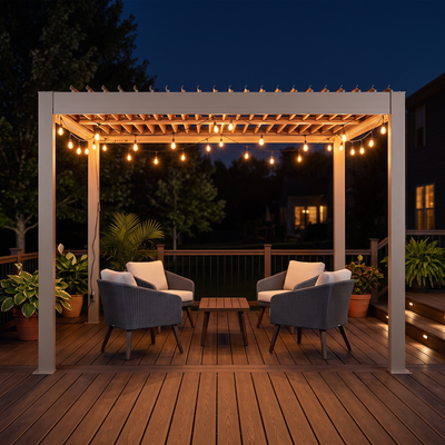 Vikos 10 X10 Aluminum Stand Alone Pergola  - With Alum Tracks