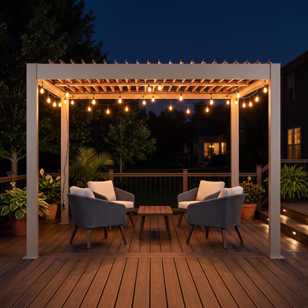 Vikos 10 X10 Aluminum Stand Alone Pergola  - With Alum Tracks