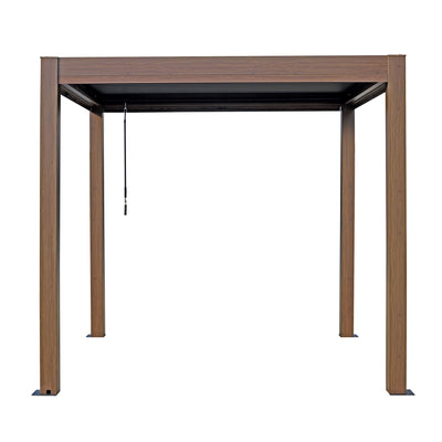Kaslo 08 x08 Aluminum stand alone Pergola Wood finish  - With Alum Tracks