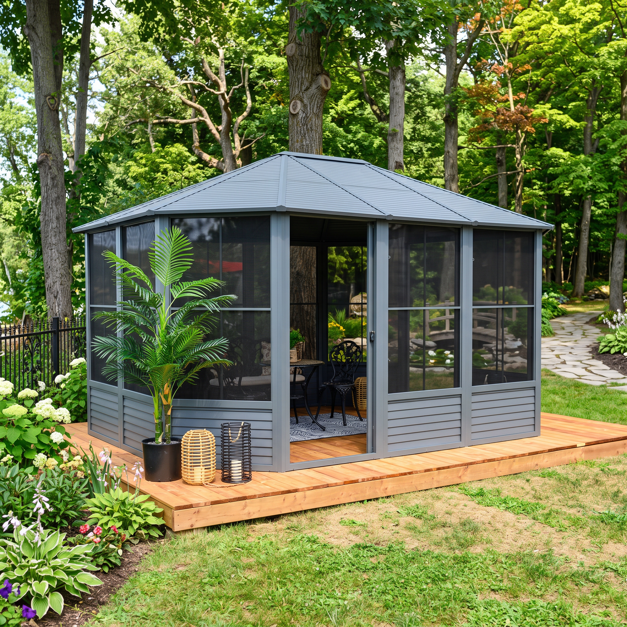 Florence 12x15 ft. Solarium–Metal Roof, Slate