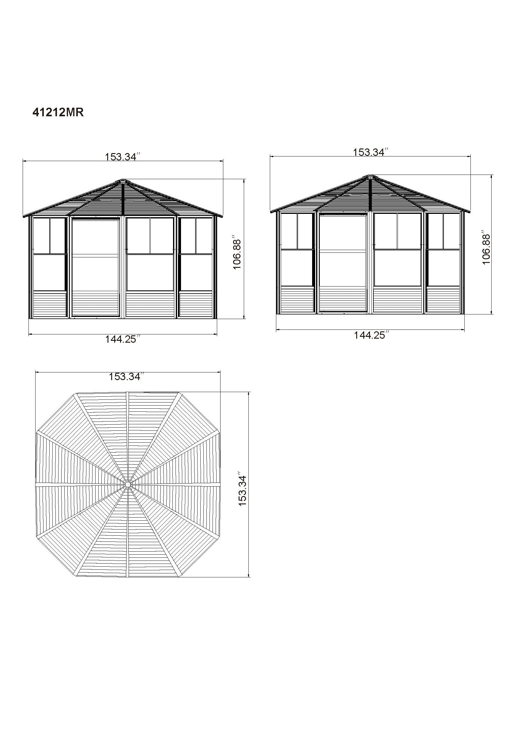 Florence 12x12 ft. Solarium–metal Roof, Slate