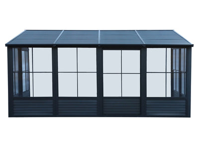 Florence 8x16 ft. Wall–Mounted Solarium, Metal Roof–Black
