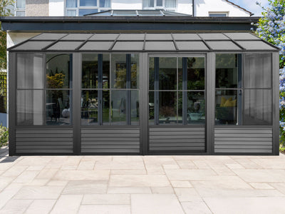 Florence 8x16 ft. Wall-Mounted Solarium, Polycarbonate Roof–Black