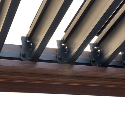 Kaslo 10 x10 Aluminum stand alone Pergola Wood finish  - With Alum Tracks