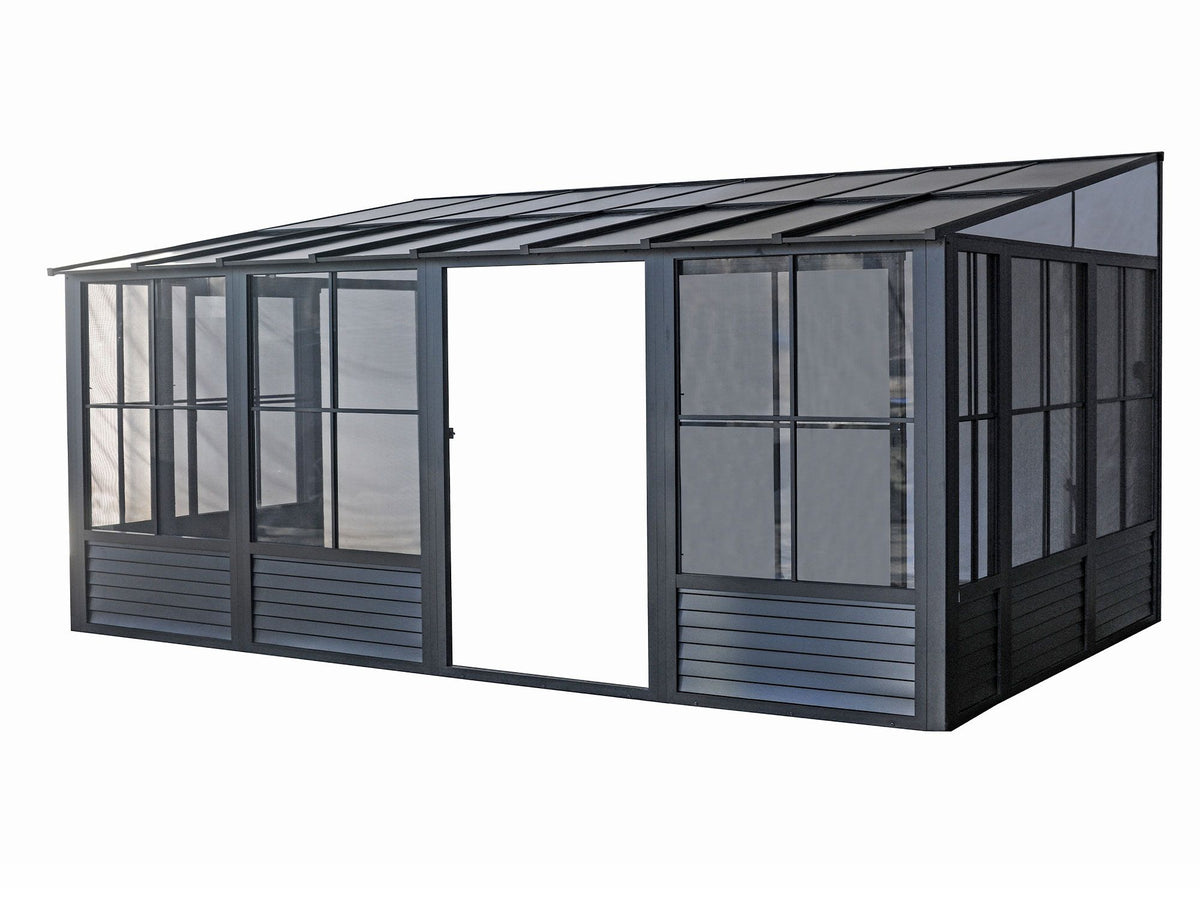 Solarium mural Florence 3x4,8 m, toit en polycarbonate – Noir