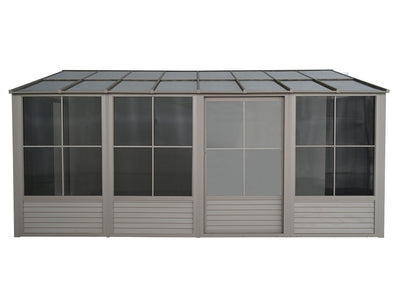 Florence 10x16 ft. Wall–Mounted Solarium, Polycarbonate–Roof, Sand