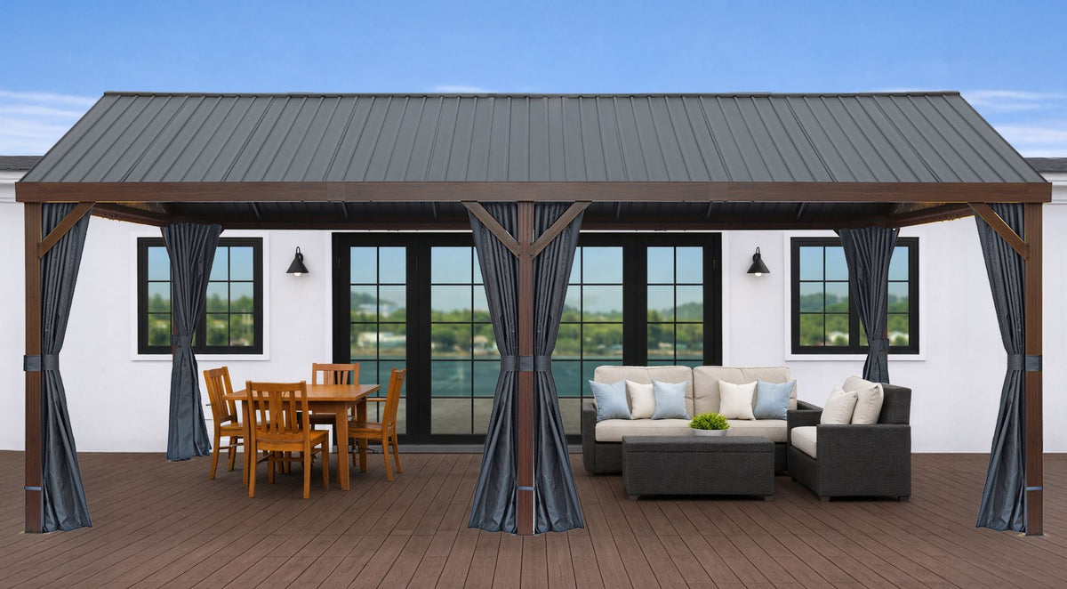 Rideaux en polyester pour gazebo de 3,6 x 6 m