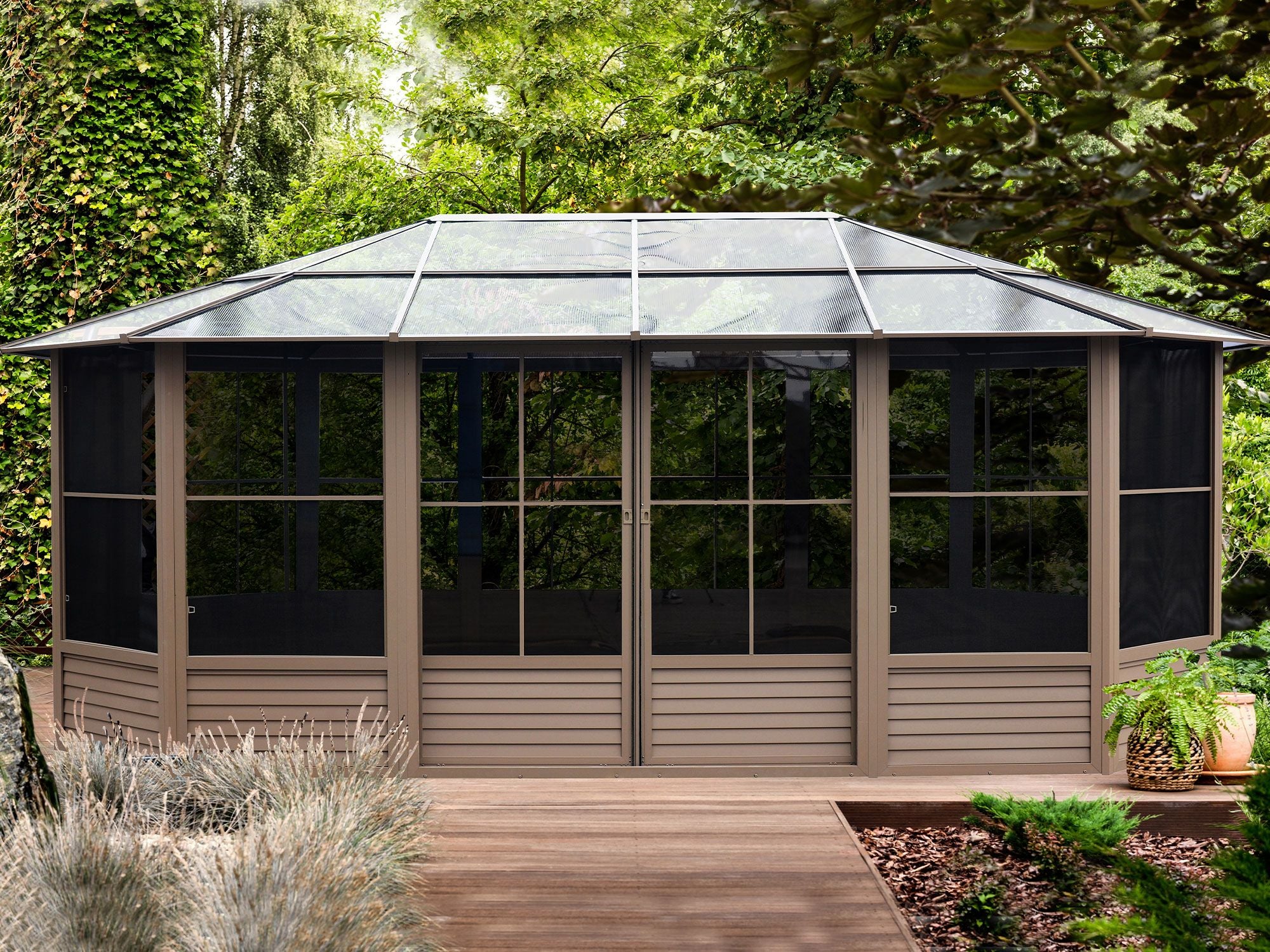 Florence 12x18 ft. Solarium–Polycarbonate Roof, Grey