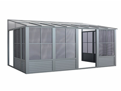 Florence 10x16 Wall-Mounted Solarium, Polycarbonate Roof, Slate