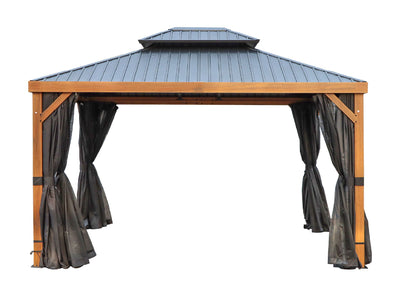 Yosemite 12x16 ft. Gazebo– Double Roof, Aluminum Frame, Wood Finish