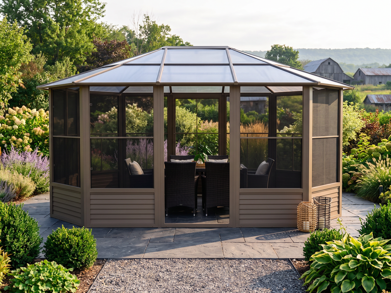 Florence 12x15 ft. Solarium–Polycarbonate Roof, Sand