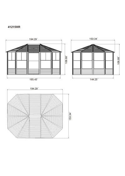 Florence 12x15 ft. Solarium–Metal Roof, Sand