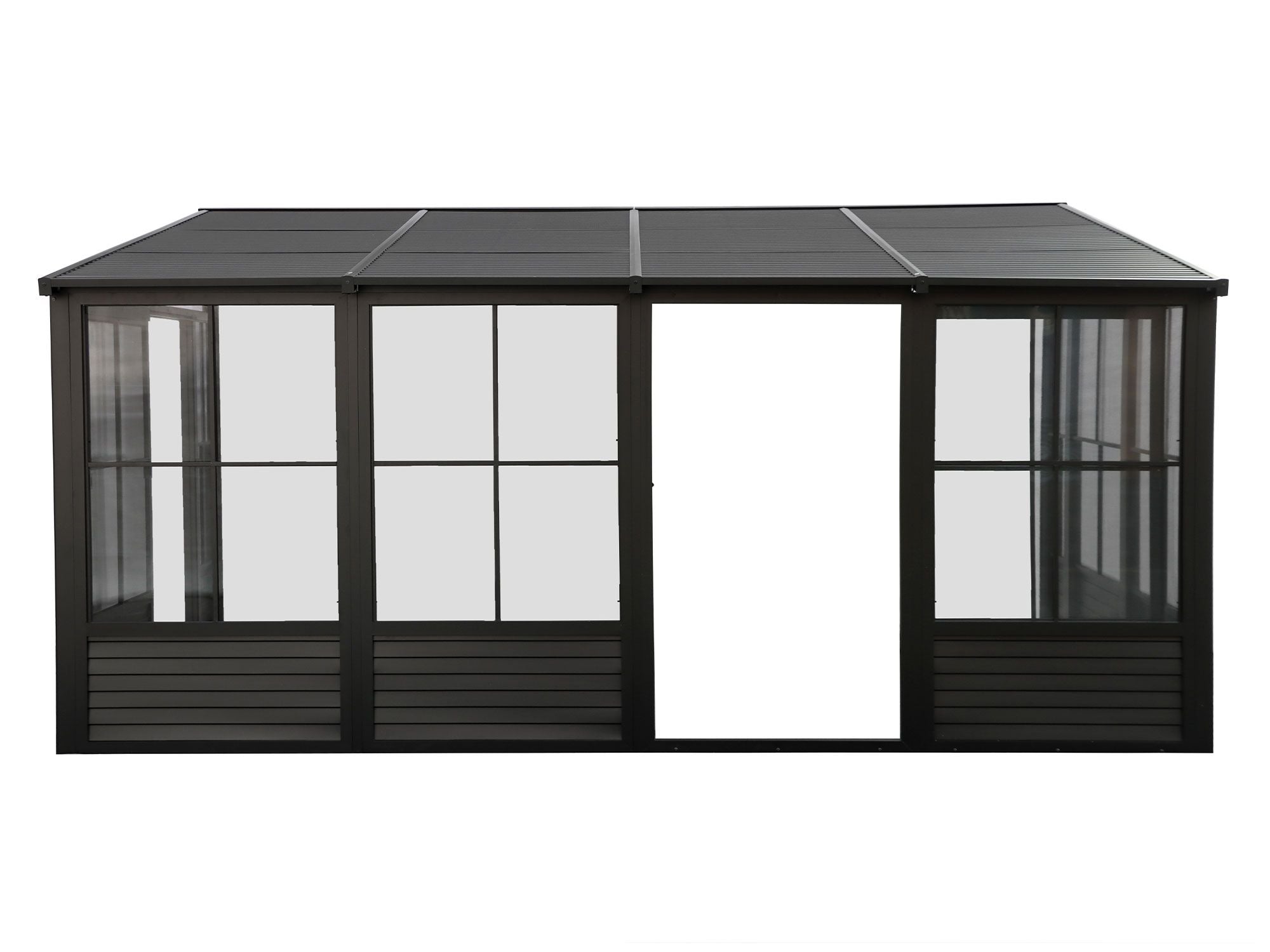 Florence 10x16 ft. Wall–Mounted Solarium, Metal Roof–Black