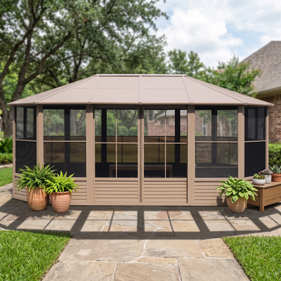 Florence 12x18 ft. Solarium–Metal Roof, Sand